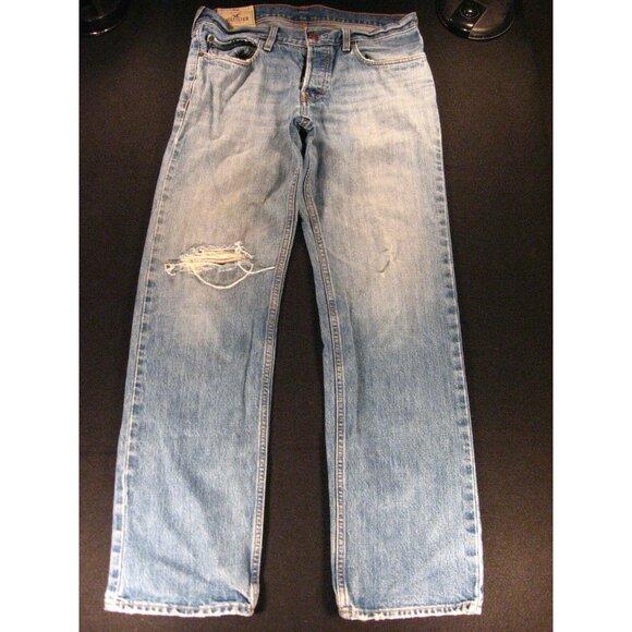 Hollister Classic Straight Men's JeansTAG 32 X 32 Faded Blue Distress